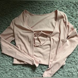 Long sleeve pink tie top